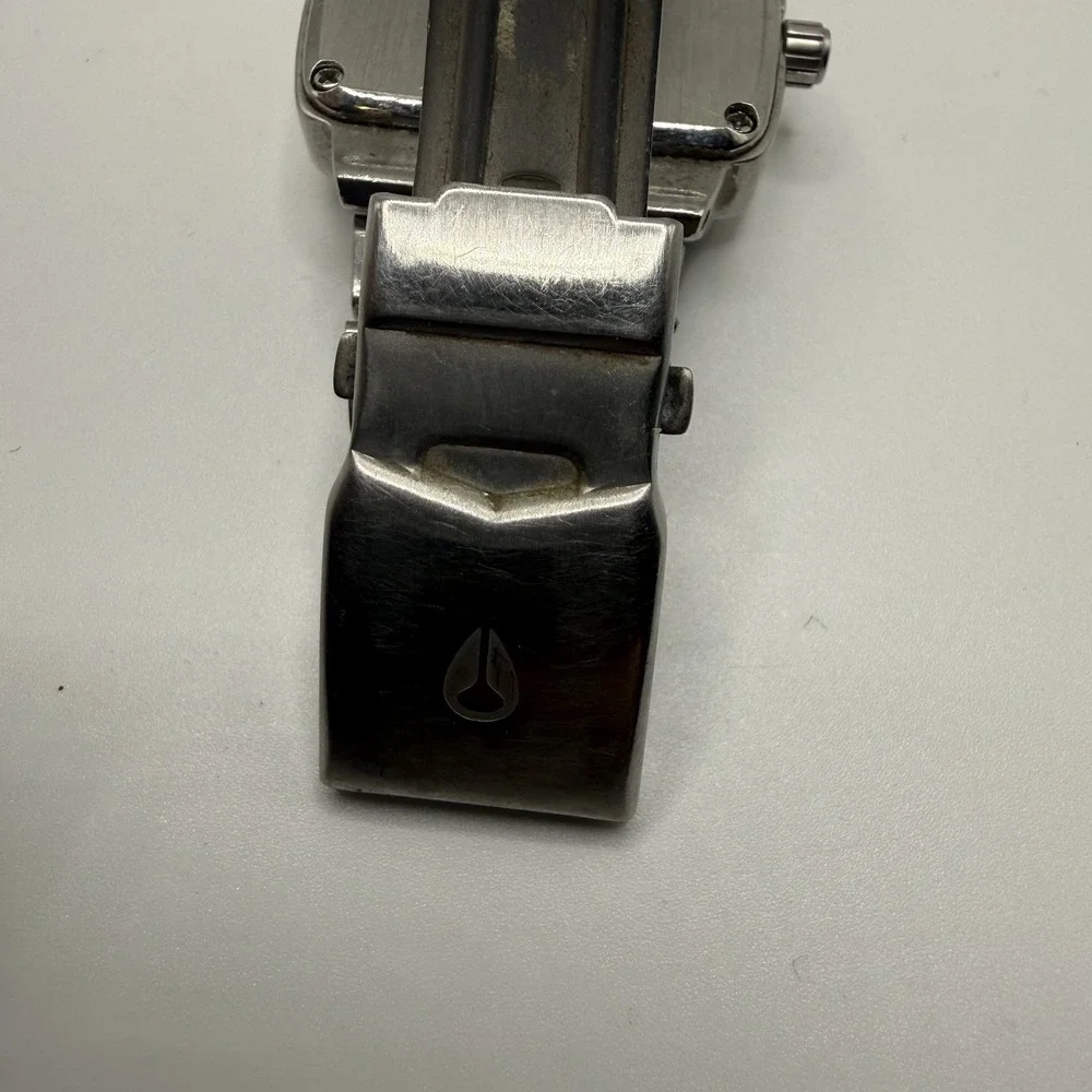 Nixon Small Player VIP Pass Stainless Steel Square Women Watch Silver Dial‎